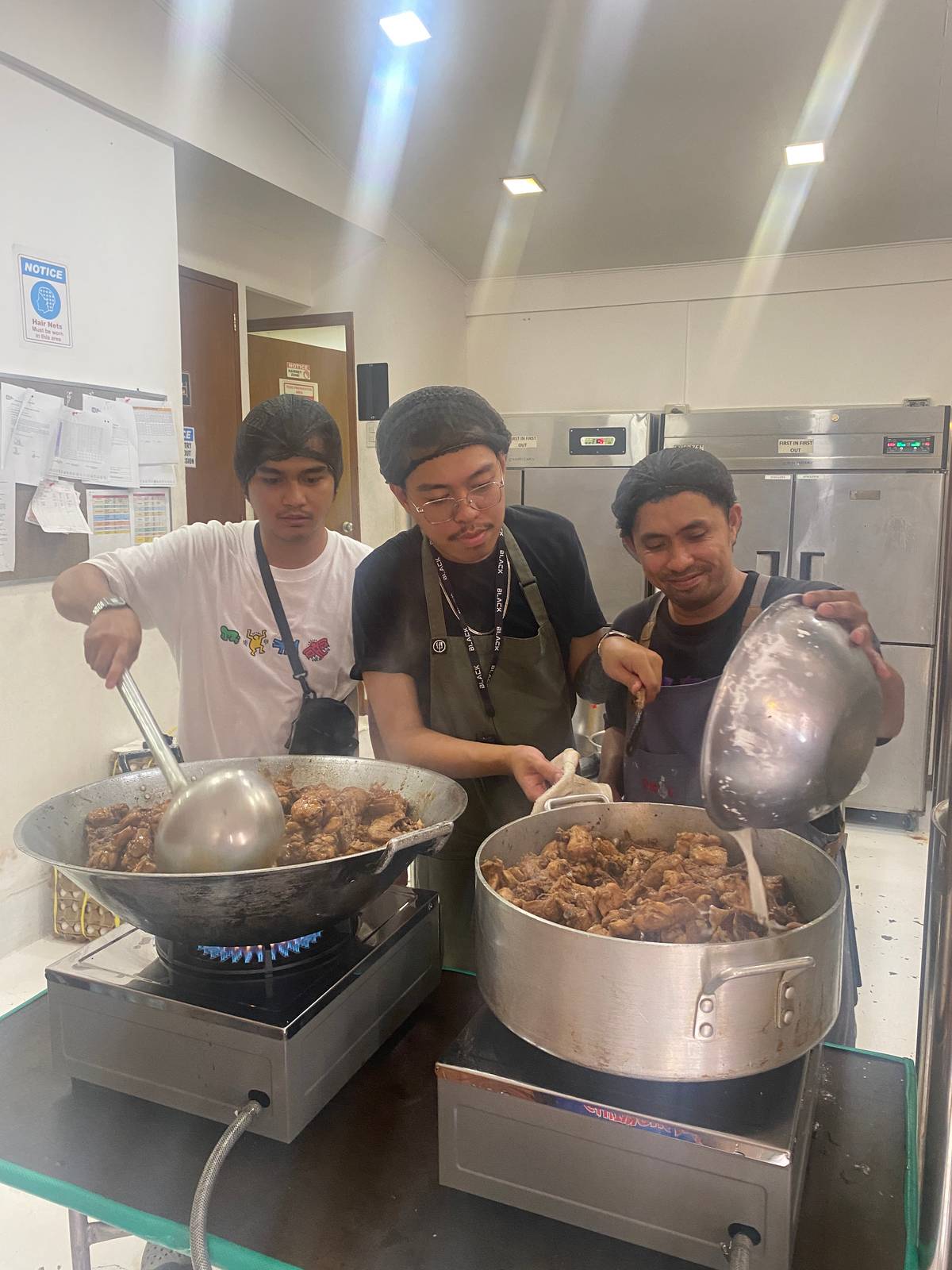 Non-stop prep and cooking in the kitchens.